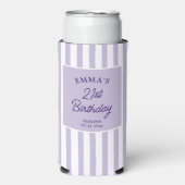 Rafraîchisseur Pour Canette Slim Custom 21st Birthday Preppy Purple Striped Party (Seltzer Recto)