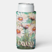 Rafraîchisseur Pour Canette Slim Daisies Impressionistic Floral Teal Personalized (Seltzer Recto)