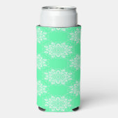 Rafraîchisseur Pour Canette Slim Damas blanc sur vert menthe (Seltzer Verso)