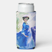 Rafraîchisseur Pour Canette Slim Dame en Robe Bleue - Peinture aquarelle (Seltzer Recto)