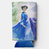 Rafraîchisseur Pour Canette Slim Dame en Robe Bleue - Peinture aquarelle (Verso)