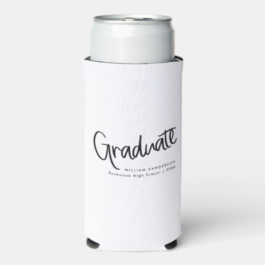 Rafraîchisseur Pour Canette Slim Décontracté Script tendance noir & blanc Graduatio (Seltzer Recto)