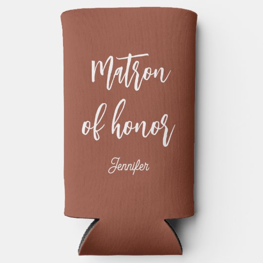 Rafraîchisseur Pour Canette Slim Demoiselle d'Honneur Terracotta Brun Mariage (Recto)