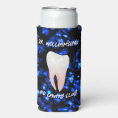 Rafraîchisseur Pour Canette Slim Dent blanche brillante sur bleu (Seltzer Recto)