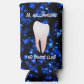 Rafraîchisseur Pour Canette Slim Dent blanche brillante sur bleu (Recto)