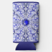 Rafraîchisseur Pour Canette Slim dentelle en céramique Bleu de Grèce (Verso)