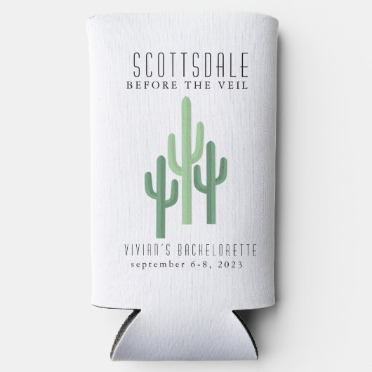 Rafraîchisseur Pour Canette Slim Desert Cactus Scottsdale Bachelorette Can Cooler (Recto)