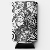 Rafraîchisseur Pour Canette Slim Dessin Floral Zen Noir Et Blanc (Recto)