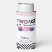 Rafraîchisseur Pour Canette Slim Deux voitures de course rose rapide deuxième anniv (Seltzer Recto)