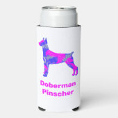 Rafraîchisseur Pour Canette Slim Doberman Pinscher Chien Silhouette rose chaud et b (Seltzer Verso)
