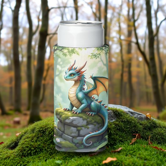 Rafraîchisseur Pour Canette Slim Dragon de Whimsical sur pierre antique