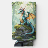 Rafraîchisseur Pour Canette Slim Dragon de Whimsical sur pierre antique (Verso)