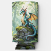 Rafraîchisseur Pour Canette Slim Dragon de Whimsical sur pierre antique (Recto)