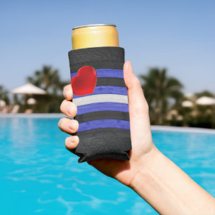 Rafraîchisseur Pour Canette Slim Drapeau de fierté en cuir SlipperyJoe's noir bleu 