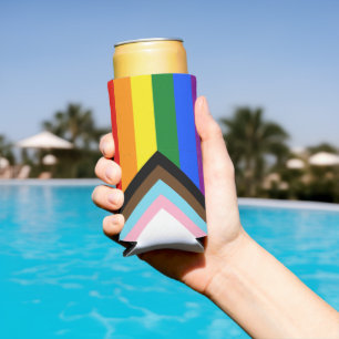Rafraîchisseur Pour Canette Slim Drapeau de fierté Progress Pride de SlipperyJoe si