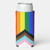 Rafraîchisseur Pour Canette Slim Drapeau de fierté Progress Pride de SlipperyJoe si (Seltzer Recto)