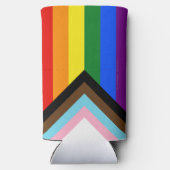 Rafraîchisseur Pour Canette Slim Drapeau de fierté Progress Pride de SlipperyJoe si (Verso)