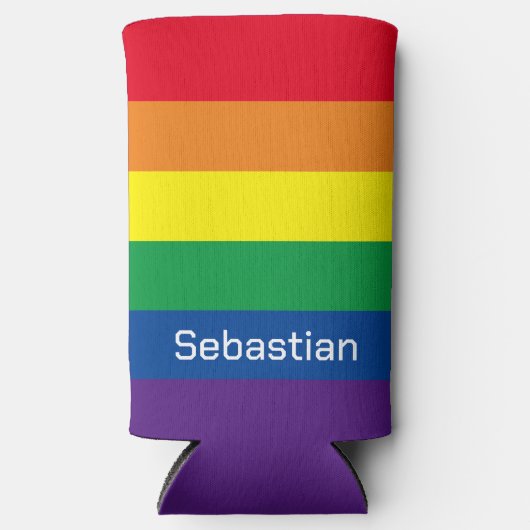 Rafraîchisseur Pour Canette Slim Drapeau LGBT Gay Rainbow Pride Personnalisé (Recto)