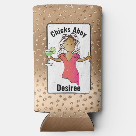 Rafraîchisseur Pour Canette Slim Drôle Dit Filles Voyage Parties scintillant Poussi (Verso)