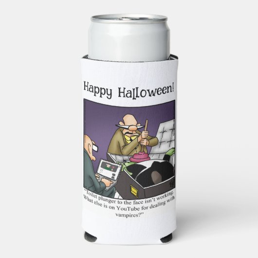 Rafraîchisseur Pour Canette Slim Drôle Halloween Humour peut refroidir cadeau (Seltzer Recto)