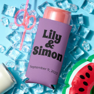 Rafraîchisseur Pour Canette Slim Drôle "L'Amour M'A Trouvé" Lavender Wedding Faveur