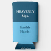 Rafraîchisseur Pour Canette Slim Drôle "Sips LOURDS". Mains Terrestres." Bleu et bl (Verso)