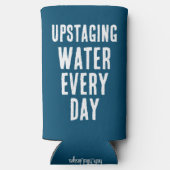 Rafraîchisseur Pour Canette Slim Eau Drôle Chaque Jour - Bleu & Blanc (Verso)