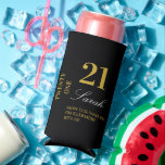Rafraîchisseur Pour Canette Slim Elégant Cocktail Gold & Black 21st Birthday Party<br><div class="desc">Élégant Gold & Black 21e Anniversaire Cocktail de fête Seltzer Can Cooler</div>