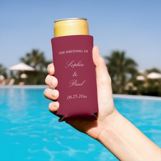 Rafraîchisseur Pour Canette Slim Élégant Mariage Bourgogne Seltzer peut refroidir (Piscine in situ)