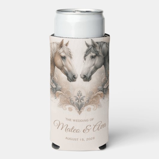 Rafraîchisseur Pour Canette Slim Élégant Mariage de chevaux (Seltzer Recto)
