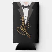 Rafraîchisseur Pour Canette Slim élégant or noir Groom Bachelor Party Seltzer C (Verso)