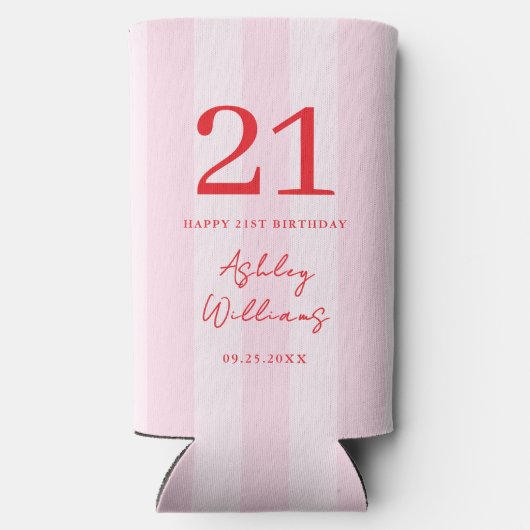 Rafraîchisseur Pour Canette Slim Élégant rose rouge moderne 21e anniversaire (Verso)