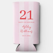 Rafraîchisseur Pour Canette Slim Élégant rose rouge moderne 21e anniversaire (Recto)