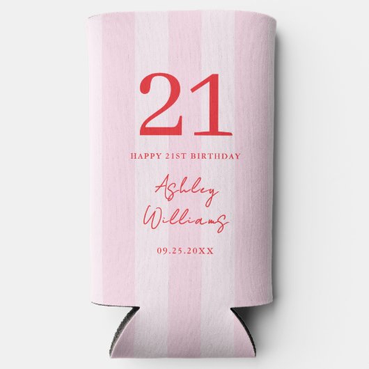 Rafraîchisseur Pour Canette Slim Élégant rose rouge moderne 21e anniversaire (Recto)