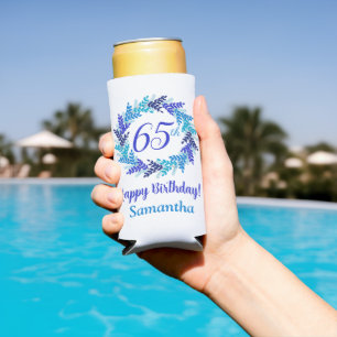 Rafraîchisseur Pour Canette Slim Élégante couronne royale bleue 65e anniversaire