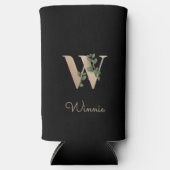 Rafraîchisseur Pour Canette Slim Élégante lettre d'or monogramme botanique W (Recto)