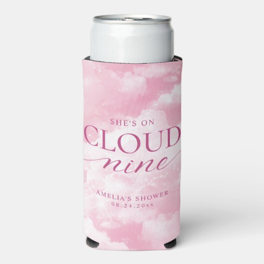 Rafraîchisseur Pour Canette Slim Elle est sur nuage neuf Fête des mariées rose (Seltzer Recto)