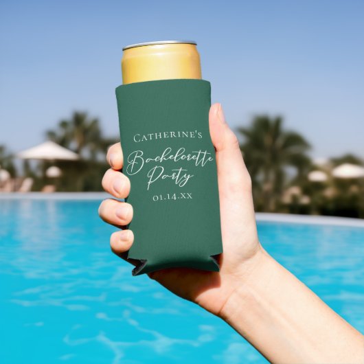 Rafraîchisseur Pour Canette Slim Emerald Green Bachelorette Party Personalized (Piscine in situ)