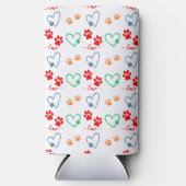 Rafraîchisseur Pour Canette Slim Empreintes de pattes de CHIENS mignons et COEURS D (Recto)