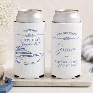 Rafraîchisseur Pour Canette Slim Équipe de bach nautique Koozie | Cadeau de demoise