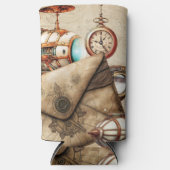 Rafraîchisseur Pour Canette Slim Ère Steampunk avec horloges et limbes (Recto)