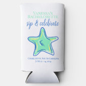 Rafraîchisseur Pour Canette Slim Étoile de mer côtière Bachelorette Sip & Celebrate (Recto)