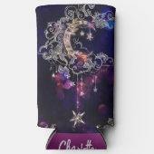 Rafraîchisseur Pour Canette Slim Étoiles Boho & Lune violet grand (Recto)