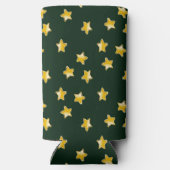 Rafraîchisseur Pour Canette Slim étoiles d'or sur vert (Verso)