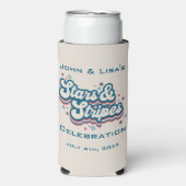 Rafraîchisseur Pour Canette Slim Étoiles et rayures - 4 juillet (Seltzer Recto)