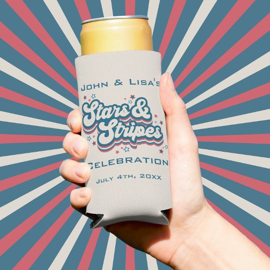 Rafraîchisseur Pour Canette Slim Étoiles et rayures - 4 juillet