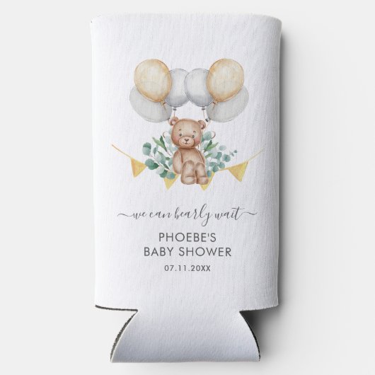 Rafraîchisseur Pour Canette Slim Eucalyptus Greenery Script Baby shower Cub (Verso)