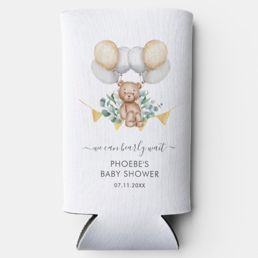 Rafraîchisseur Pour Canette Slim Eucalyptus Greenery Script Baby shower Cub (Recto)