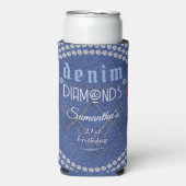 Rafraîchisseur Pour Canette Slim Fête d'anniversaire de Denim et Diamonds (Seltzer Recto)