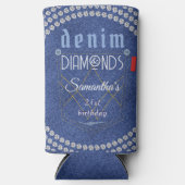 Rafraîchisseur Pour Canette Slim Fête d'anniversaire de Denim et Diamonds (Recto)